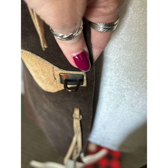 VINTAGE 60's EXCELSIOR Genuine Leather Spain Vest w Tassels Brown Tan Size Med - Picture 8 of 15